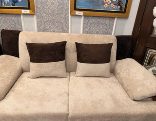 Modern Boucle Sofa with Adjustable Armrests & Wooden Base