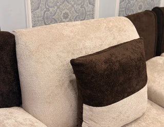 Modern Boucle Sofa with Adjustable Armrests & Wooden Base
