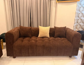 Modern Brown Boucle 321-Seater Sofa