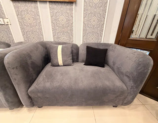 Modern 3+2+1 Seater Luxury Sofa Set | Textured Grey Living Room Seating