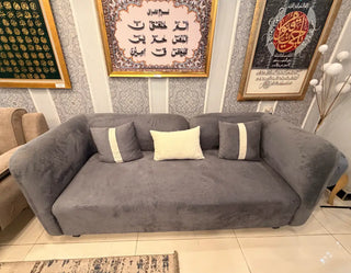 Modern 3+2+1 Seater Luxury Sofa Set | Textured Grey Living Room Seating
