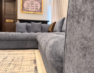 Modern Bouclé  6 Seater  L-Shape Sectional Sofa (Grey)