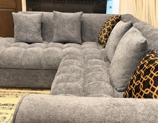 Modern Bouclé  6 Seater  L-Shape Sectional Sofa (Grey)