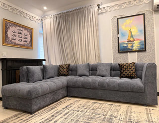 Modern Bouclé  6 Seater  L-Shape Sectional Sofa (Grey)