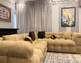 Modern Bouclé 6 Seater L-Shape Sectional Sofa (Mustard)
