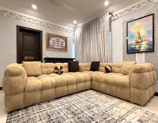 Modern Bouclé 6 Seater L-Shape Sectional Sofa (Mustard)