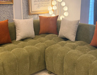 6 Seater Sage Green Boucle Sectional Sofa – Modern Cloud Style