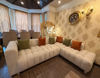 6-Seater Jute Fabric Sectional Sofa