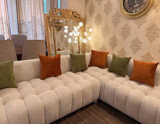 6-Seater Jute Fabric Sectional Sofa