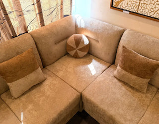 Premium Dual-Tone 7 Seater L-Shape Sectional Sofa (Beige & Brown)