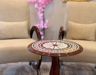 Luxury Curved Arm Accent Chair Set with Round Pedestal Table | Living Room Lounge Set