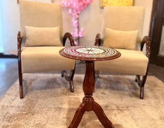 Luxury Curved Arm Accent Chair Set with Round Pedestal Table | Living Room Lounge Set
