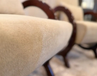 Luxury Curved Arm Accent Chair Set with Round Pedestal Table | Living Room Lounge Set