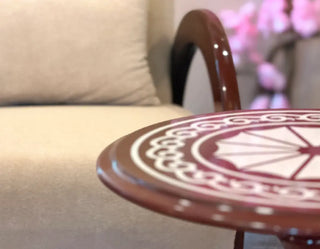Luxury Curved Arm Accent Chair Set with Round Pedestal Table | Living Room Lounge Set