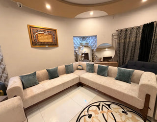 Modern 7-Seater Shiny Boucle L-Shape Sofa