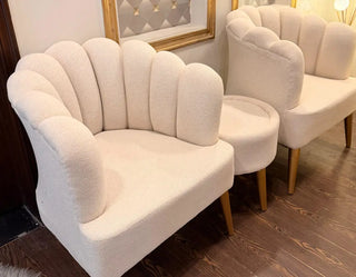 Modern Boucle Accent Chairs Set with Matching Stool
