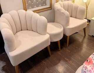 Modern Boucle Accent Chairs Set with Matching Stool