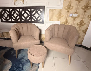 Modern Boucle Accent Chairs Set with Matching Stool