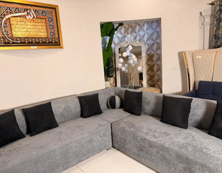 Modern 7-Seater Adjustable Armrest Boucle L-Shape Sofa