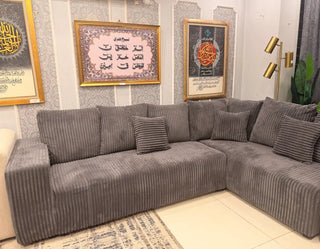 Modern 7-Seater Boucle L-Shape Sofa with Ottoman