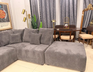 Modern 7-Seater Boucle L-Shape Sofa with Ottoman