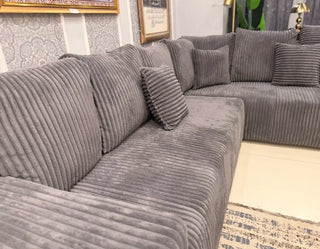 Modern 7-Seater Boucle L-Shape Sofa with Ottoman