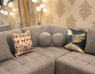 Modern 7-Seater Jute Fabric L-Shape Sofa