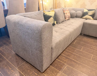 Modern 7-Seater Jute Fabric L-Shape Sofa