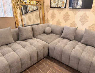 Jute Fabric 7 Seater Sectional Sofa