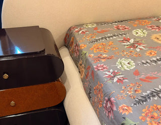 Luxury Boucle Fabric Bed Set with 2 Unique Designer Side Tables (Without Mattress)