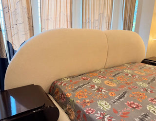 Luxury Boucle Fabric Bed Set with 2 Unique Designer Side Tables (Without Mattress)