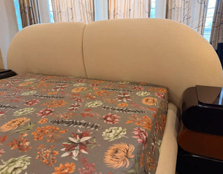 Luxury Boucle Fabric Bed Set with 2 Unique Designer Side Tables (Without Mattress)