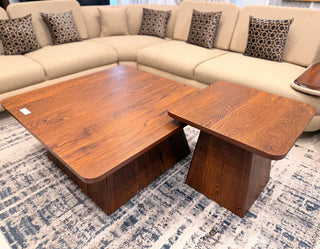 Modern Wooden Nested Center & Side Table Set with Rich Grain Finish