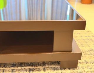 Modern Square Center Table with Glass Top and Built-in Storage Drawer