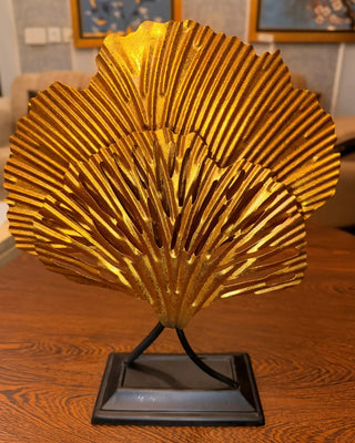 Golden Gingko Leaf Table Decor Sculpture