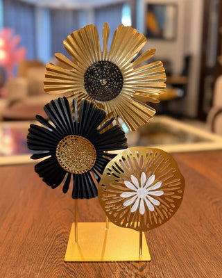 Modern Metallic Floral Sculpture Table Decor