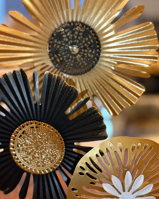 Modern Metallic Floral Sculpture Table Decor