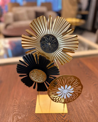 Modern Metallic Floral Sculpture Table Decor