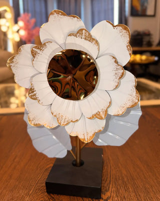 White and Gold Metallic Floral Table Decor