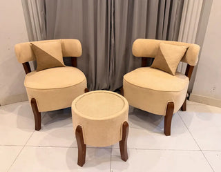 Luxury Boucle Accent Chair Set with Matching Ottoman & Pillows