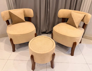 Luxury Boucle Accent Chair Set with Matching Ottoman & Pillows